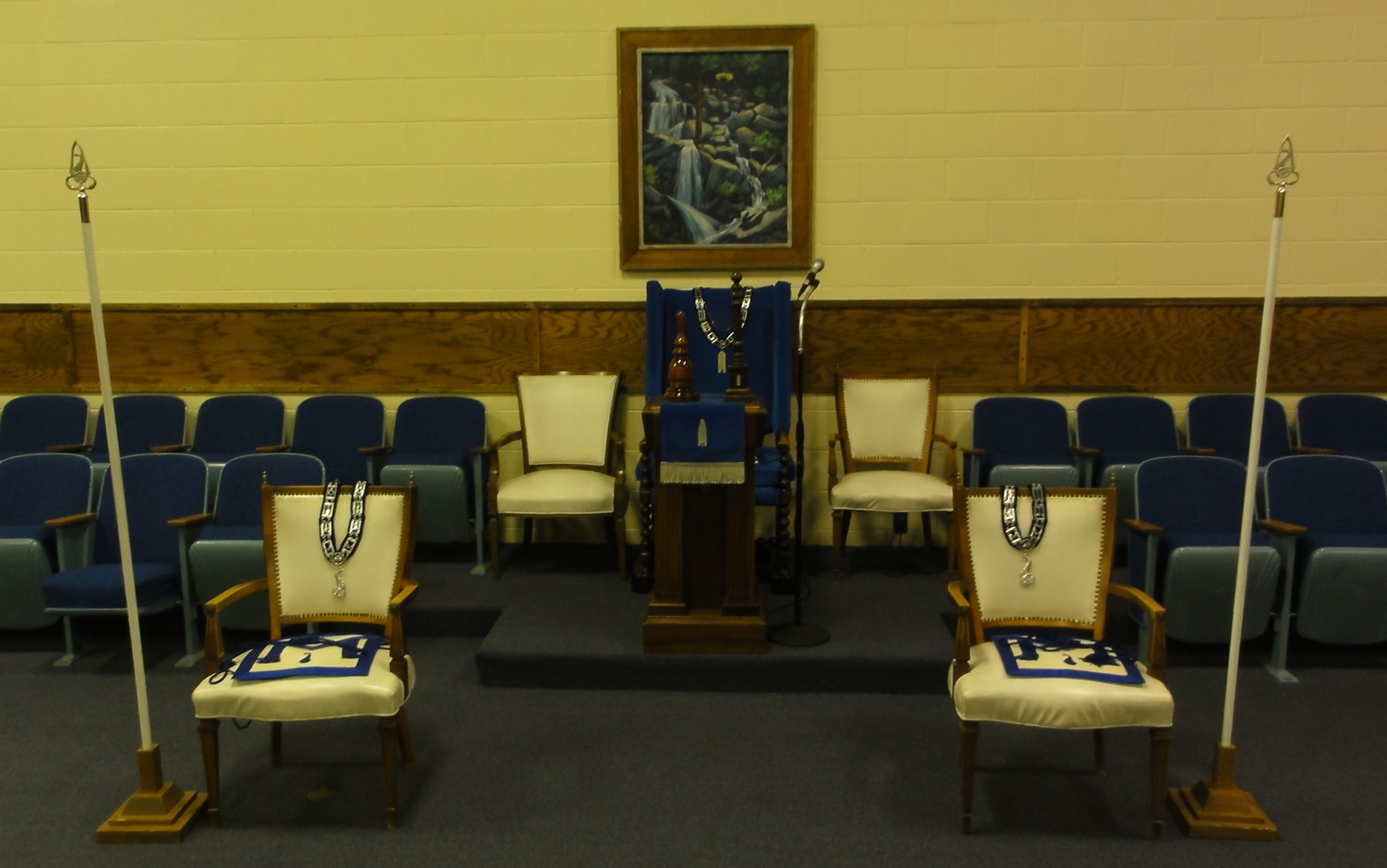 The chairs in the South, with jewels and aprons waiting.