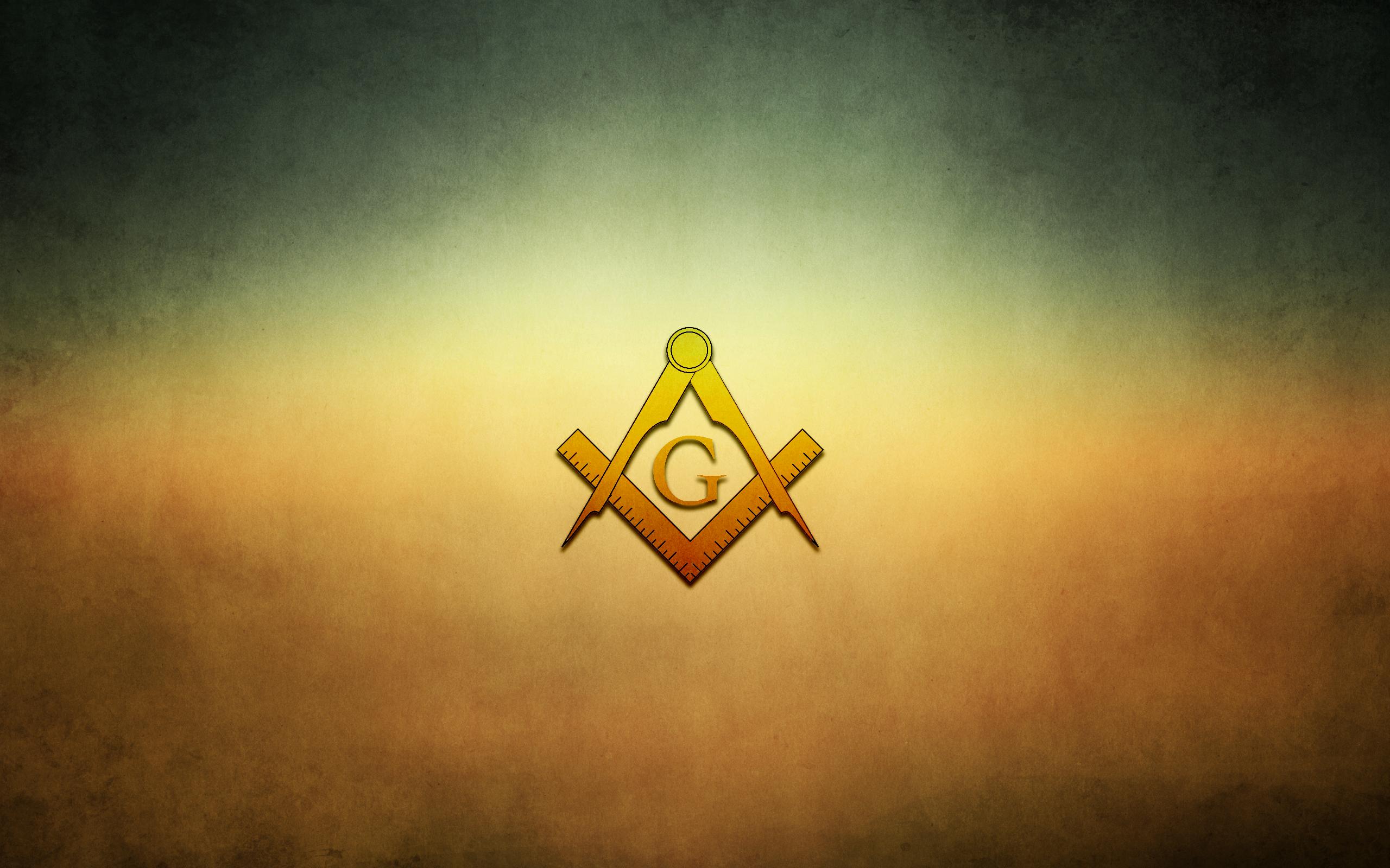 Masonic Square and Compasses, yellow on a gold background, suitable for computer wallpaper
