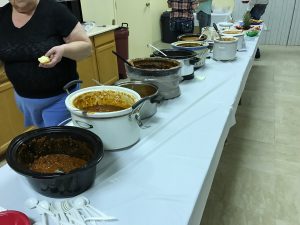 The chili dishes awaiting hungry guests!